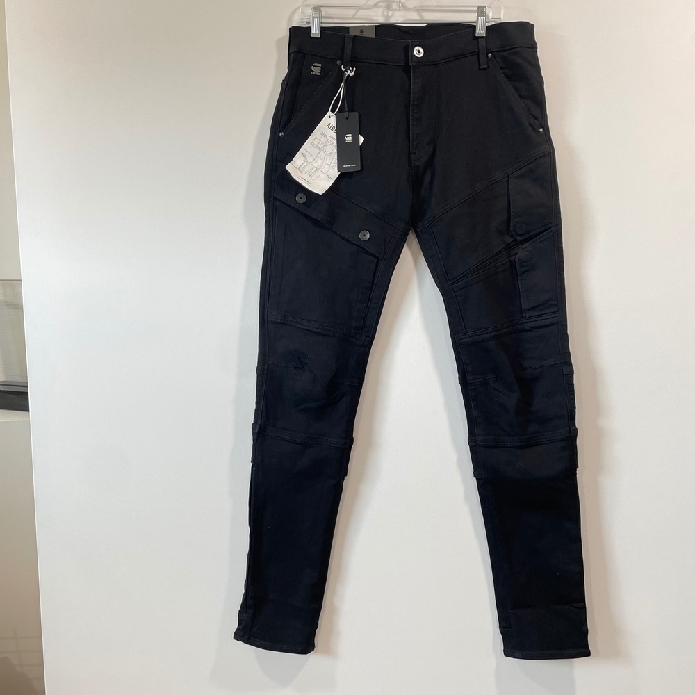 G-Star RAW Airblaze 3D Skinny Jeans Mens‎ 33x34 Black Multi Pocket Cargo